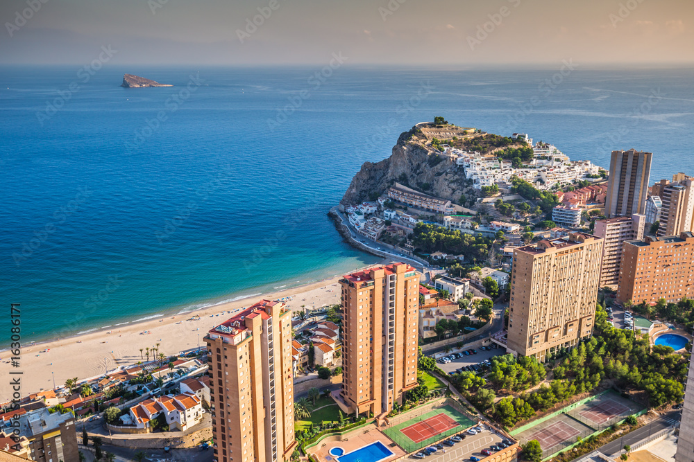 Benidorm levante beach aerial view in alicante Spain
