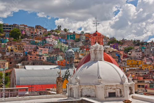 Guanajuato church domes and public market tower