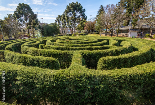 Green Labyrinth Hedge Maze (Labirinto Verde) at Main Square - Nova Petropolis, Rio Grande do Sul, Brazil photo