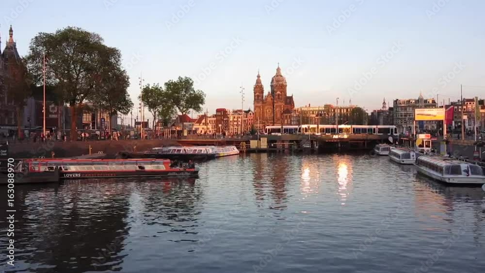 Amsterdam, Nicolas church wiev from the bridge Amsterdam, Nicolas church wiev from the bridge