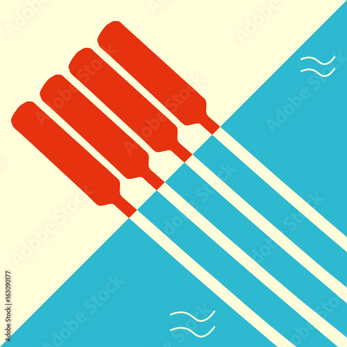 Minimalistic poster template for rowing regatta. Boat rowing race event flyer or banner.