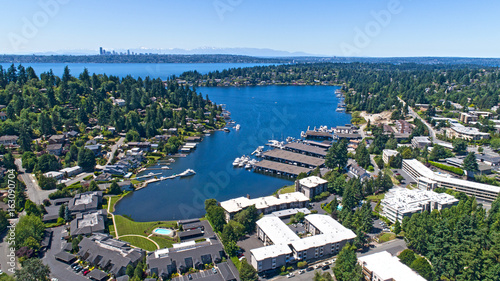 Bellevue Washington Aerial View of Meydenbauer Bay Whalers Cove photo