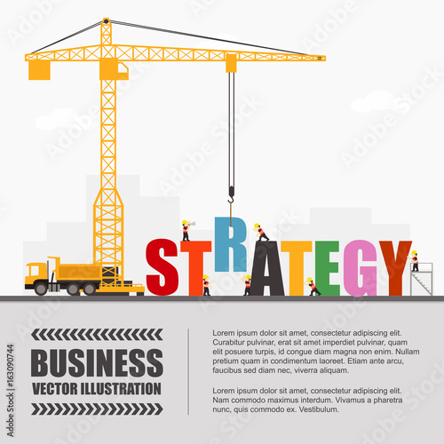 Crane and strategy building. Infographic Template. Vector Illustration.