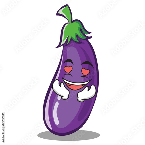 In love eggplant character cartoon style