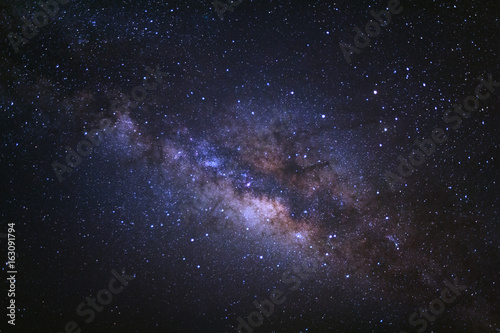 Milky way galaxy with stars and space dust in the universe, Long exposure photograph, with grain.