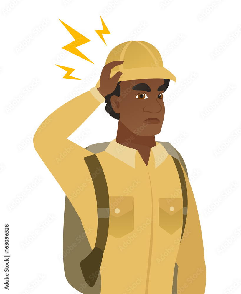African traveler with lightning over his head.