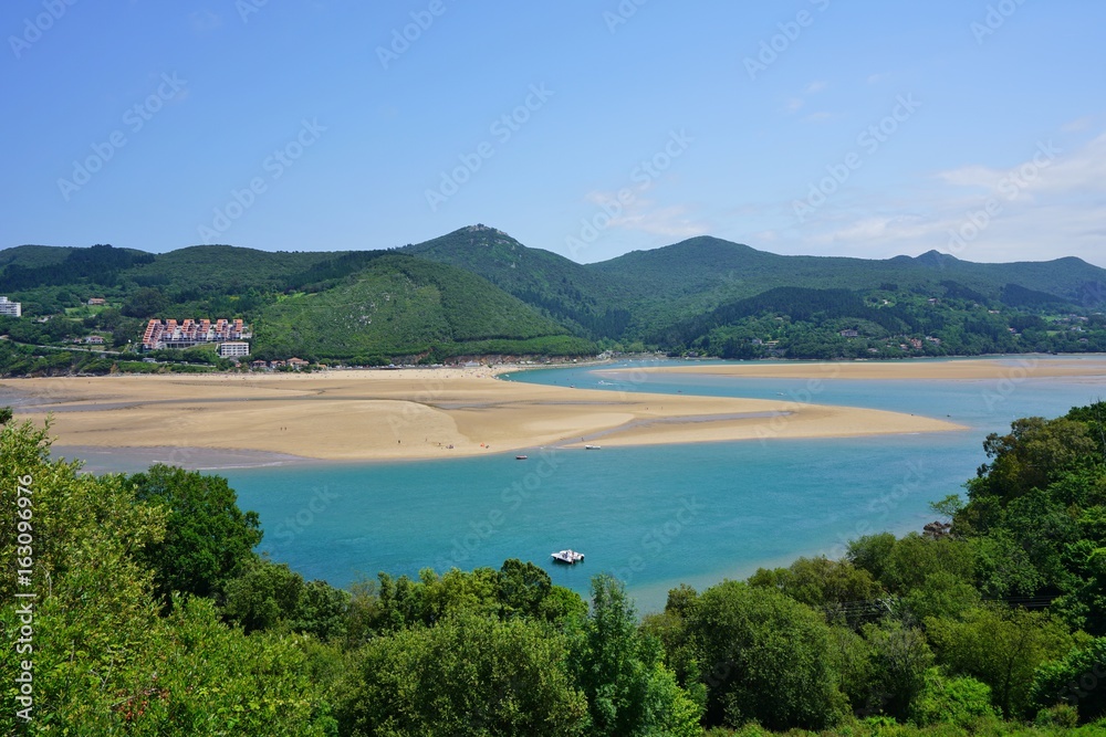 Landscape view of the coast in Mundaka in the Basque country, Spain
