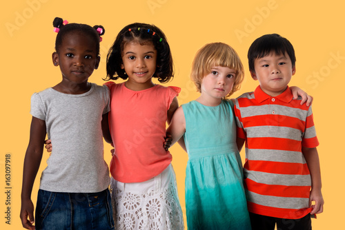 Group of multiracial kids portrait.Studio
