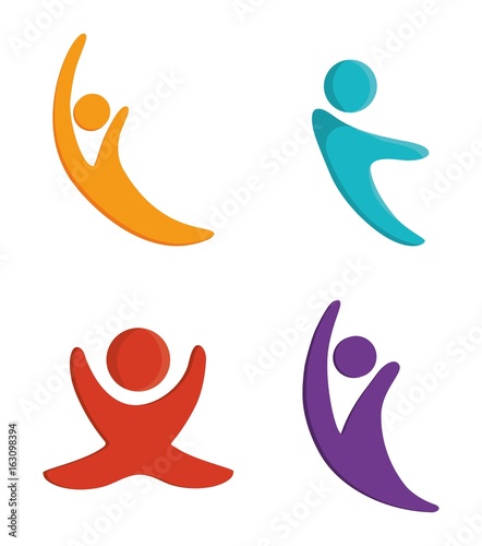 Abstract human figures icon set over white background colorful design vector illustration