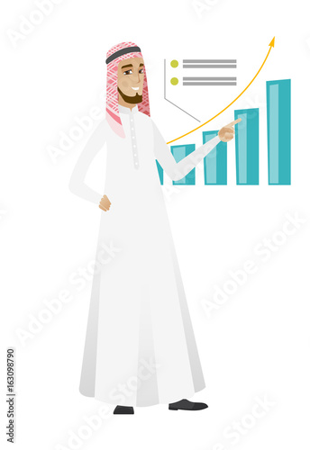 Successful businessman pointing at chart.