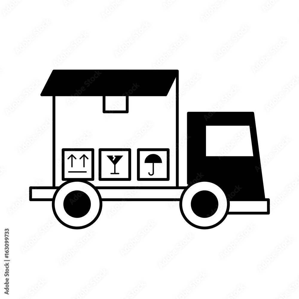 truck delivery with box service icon vector illustration design truck delivery with box service icon vector illustration design