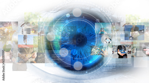 Modern technology screen on human eye. Futuristic modern concept photo