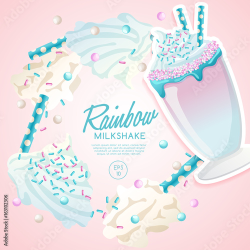 Fancy Milkshake in Cocktail Jar : Vector Illustration