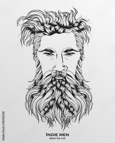 indie men hipster hair style design on gray background