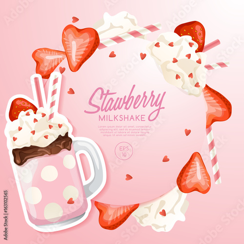 Fancy Milkshake in Cocktail Jar : Vector Illustration