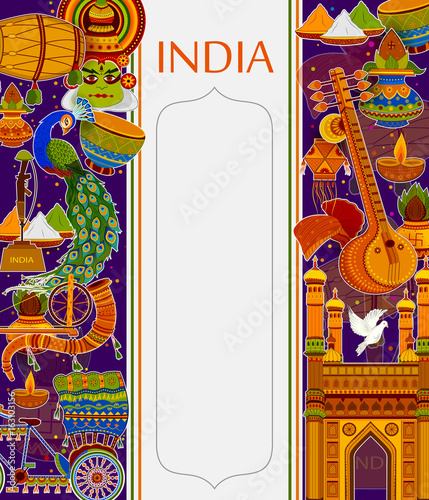 Incredible India background depicting Indian colorful culture and religion