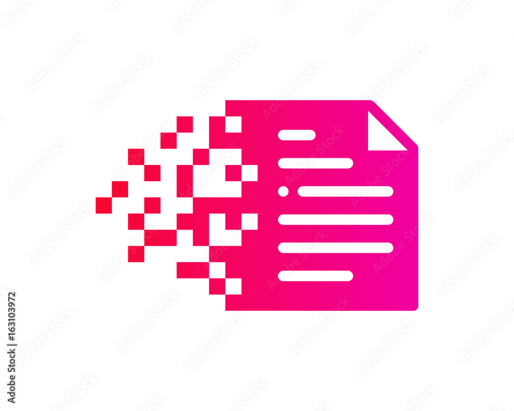 Fototapeta premium Digital Pixel File Document Icon Logo Design Element