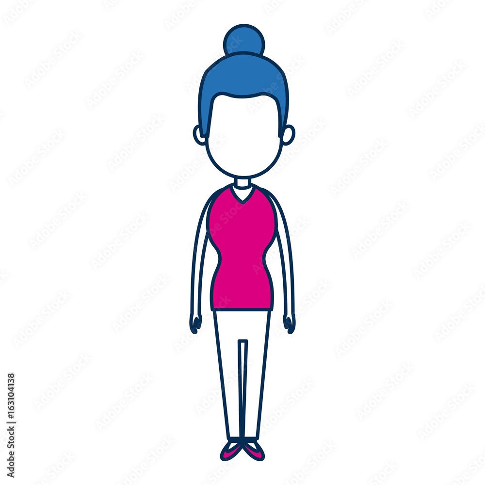 standing woman character blue avatar standing woman character blue avatar