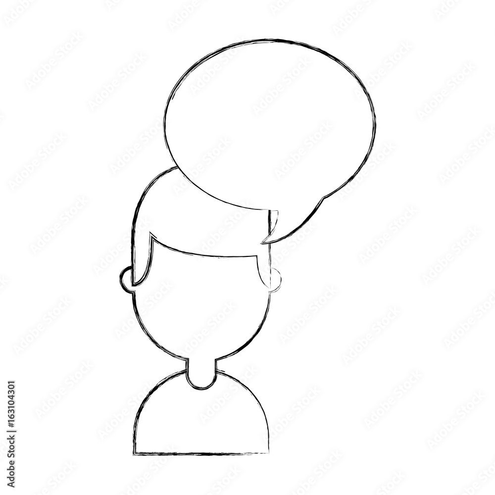 young man with speech bubble avatar character vector illustration design