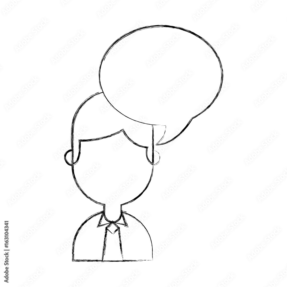 businessman with speech bubble avatar character icon vector illustration design