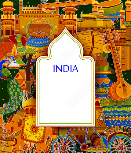 Incredible India background depicting Indian colorful culture and religion