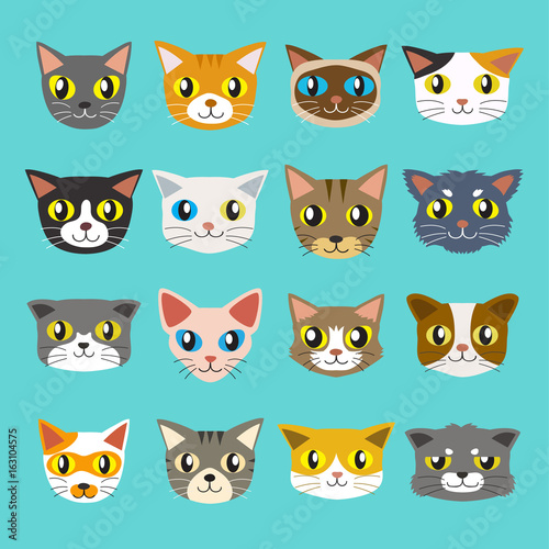 Set of cartoon cats