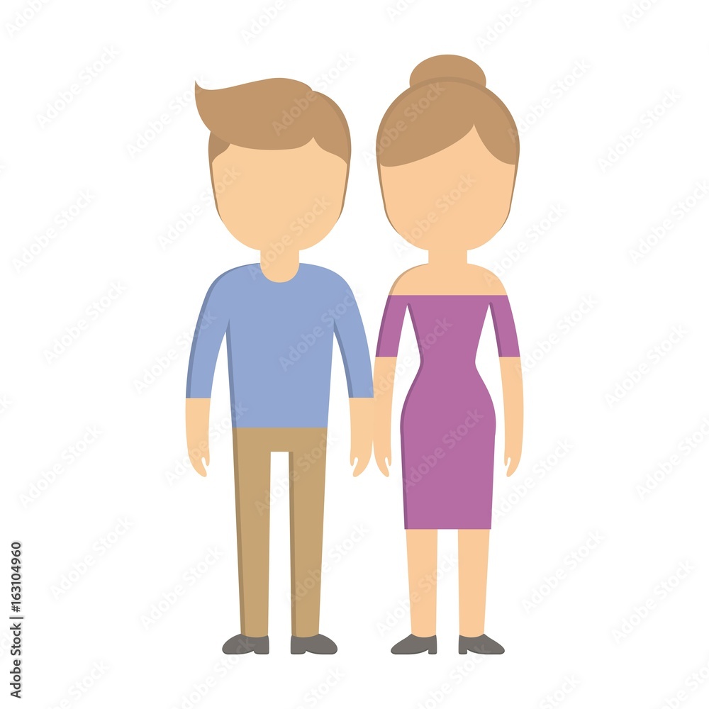 Obraz premium couple of woman and man icon over white background colorful design vector illustration