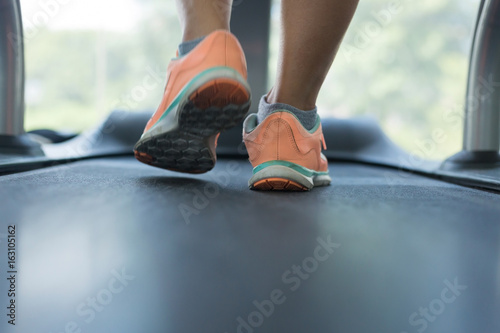 human walking exercise on run treadmill machine cardio equipment