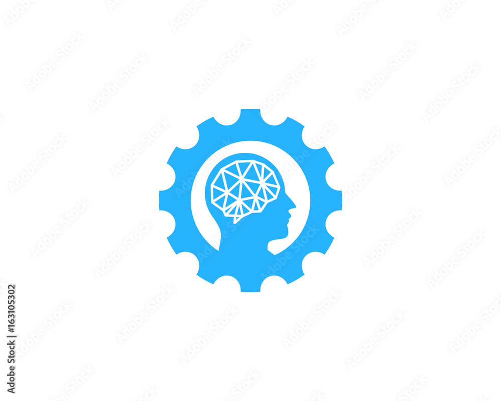 Obraz premium Brain Gear Icon Logo Design Element