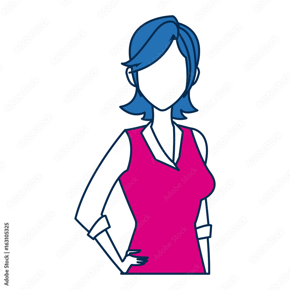 business woman person in blue and fuchsia character business woman person in blue and fuchsia character