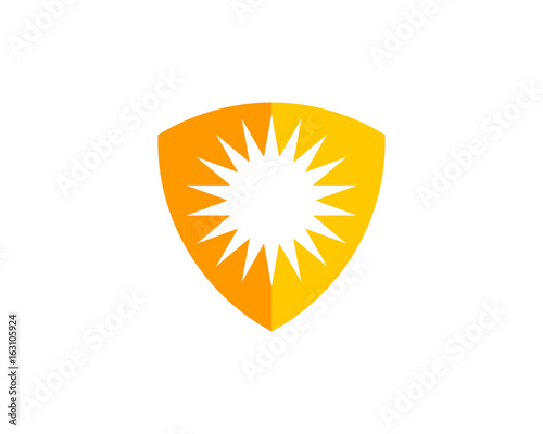 Shield Sun Icon Logo Design Element