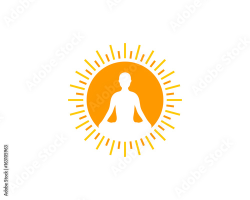 Yoga Sun Icon Logo Design Element