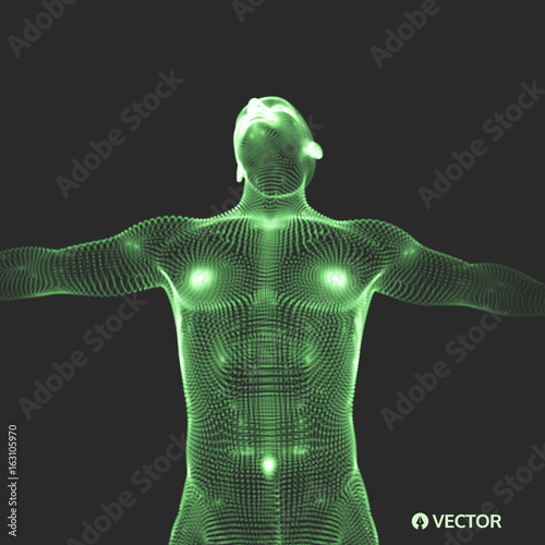 3D Model of Man. Human Body. Design Element. Vector Illustration.