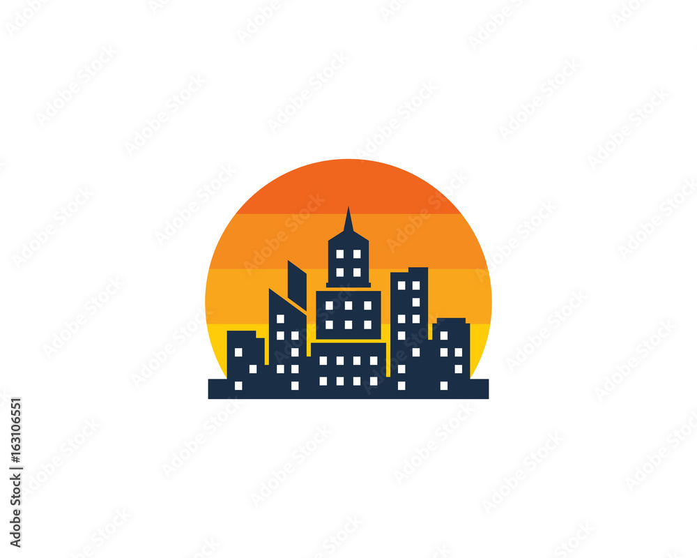 Sunset Town Icon Logo Design Element