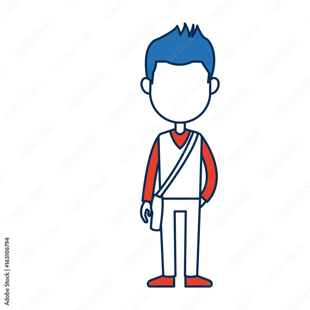 boy son character person in blue and orange cartoon