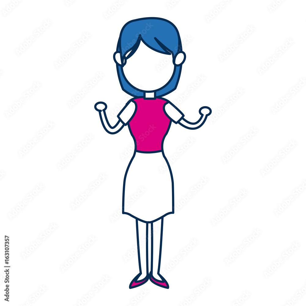 woman avatar standing character person in blue and fuchsia woman avatar standing character person in blue and fuchsia
