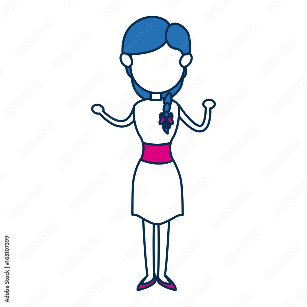 woman avatar standing character person in blue and fuchsia woman avatar standing character person in blue and fuchsia