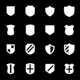 Vector white shield icons set