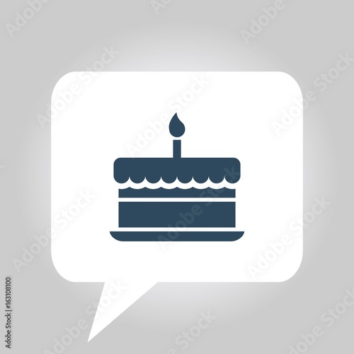 birthday cake with one burning candle vector icon