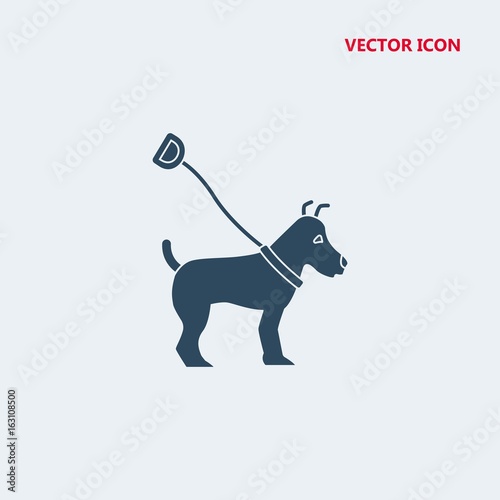 dog on leash lead vector icon