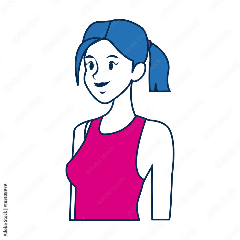 portrait young woman smiling with blue hair character portrait young woman smiling with blue hair character