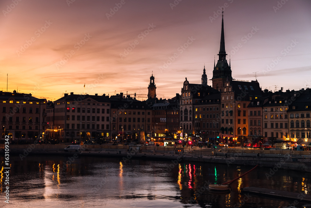Silhouette cityscape. Gamla Stan, Stockholm