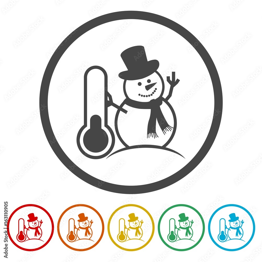 Snowman and Thermometer icons set vector - Illustration 