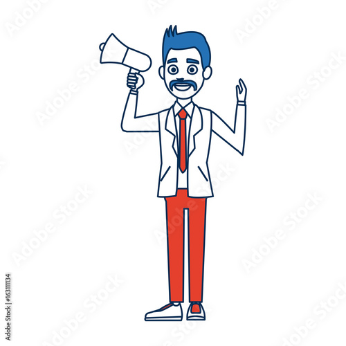politician man holding speaker in election campaign