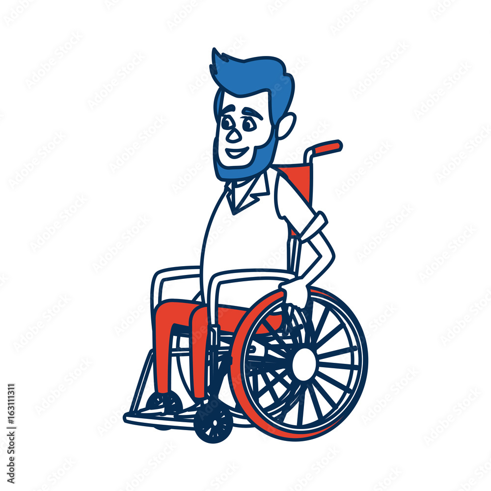 disabled man isolated on white background. a man in a wheelchair ...
