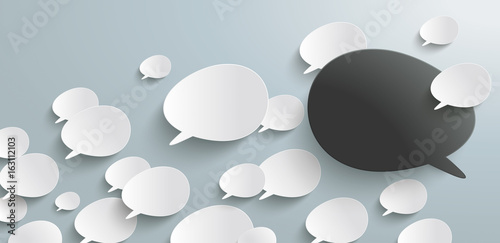 Bevel Speech Bubbles Refutation Header Infographic