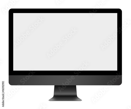 3D illustration Realistic black computer monitor on white background