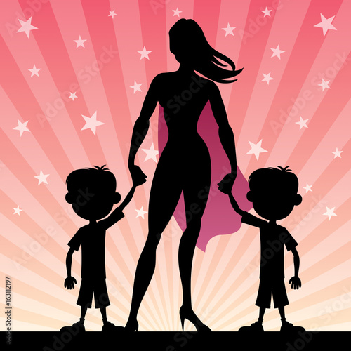 Super mom with her twin boys.  
