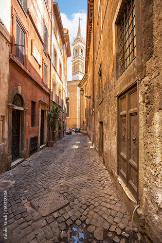 Canvas Print narrow street in  Rome, Italy.