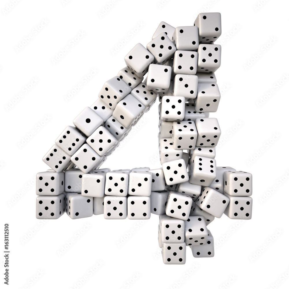 digits made from white dice. Isolated on white. 3D illustration. digits made from white dice. Isolated on white. 3D illustration.
